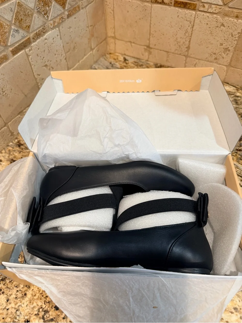 NWT Michael Kors Girls Black Genuine Leather Mary Jane Ballet Flats